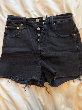 Levi’s High-Waist Black Denim Shorts with Button Fly